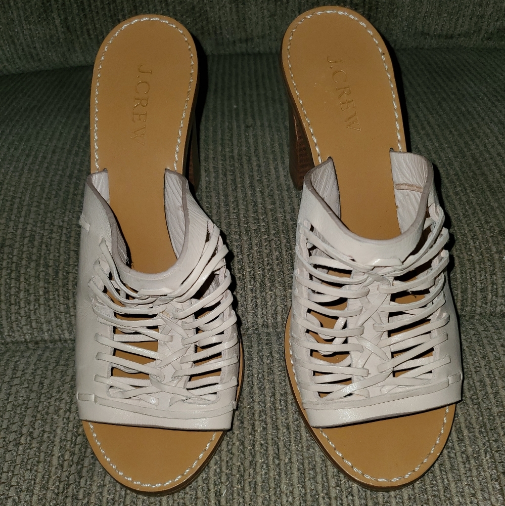 Women's J. Crew heeled slide on leather sandals size 6
